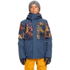 QUIKSILVER MISSION PRINTED BLOCK YOUTH JK BUCKTHORN BROWN COL 23